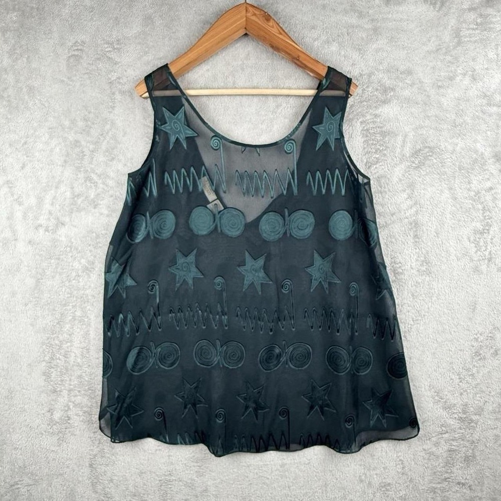 Victorias Secret Gold Label Vintage Sheer Celestial Star Camisole Top Green L